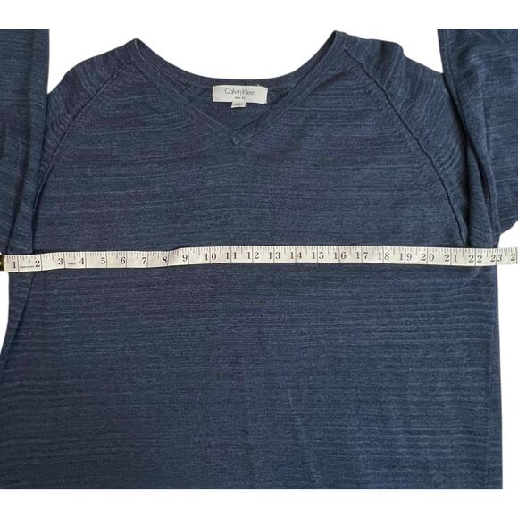 Calvin Klein Slim Fit V-Neck Sweater XXL Blue 100% Cotton Long Sleeve Pullover - Picture 11 of 12